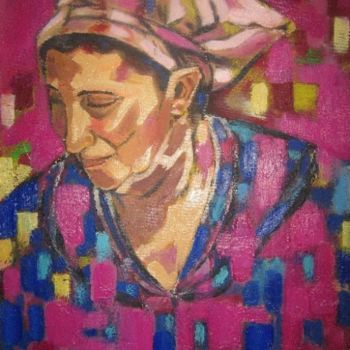 Painting titled "Femme kabyle" by Rahmouna Boudjellal, Original Artwork