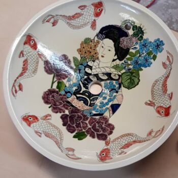 Sculpture intitulée "vasque style japon" par Moune Céramique, Œuvre d'art originale, Céramique
