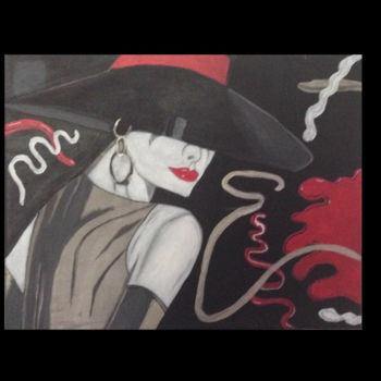 Peinture intitulée "" Femme Déco "" par Mounia Loukriss, Œuvre d'art originale, Acrylique