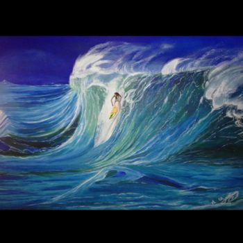 Peinture intitulée "" Grosses vagues av…" par Mounia Loukriss, Œuvre d'art originale, Acrylique