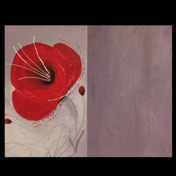Painting titled "” Coquelicot en rel…" by Mounia Loukriss, Original Artwork, Acrylic
