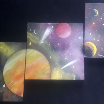 Peinture intitulée "” Espace et Astrono…" par Mounia Loukriss, Œuvre d'art originale, Acrylique