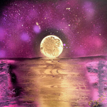 Painting titled "” Pleine Lune “" by Mounia Loukriss, Original Artwork, Acrylic