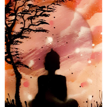 Peinture intitulée "” Bouddha méditatio…" par Mounia Loukriss, Œuvre d'art originale, Acrylique