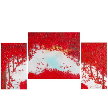 Pintura titulada "” Automne en rouge “" por Mounia Loukriss, Obra de arte original, Collages Montado en Bastidor de camilla…