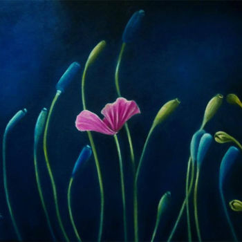 Painting titled "fleurs-coquelicot.j…" by Mounia Chaffai, Original Artwork, Oil