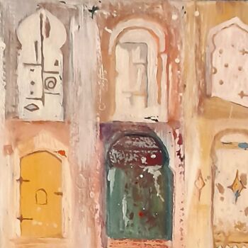 Painting titled "Medina" by Mounir Ajal, Original Artwork, Acrylic