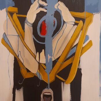 Pittura intitolato "Angoisse" da Mounir Ajal, Opera d'arte originale, Acrilico