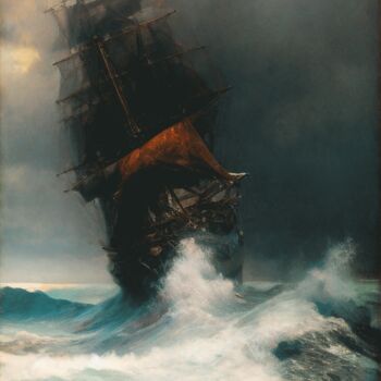 Arts numériques intitulée "Sailing Ship Fighti…" par Mounir Khalfouf, Œuvre d'art originale, Image générée par l'IA