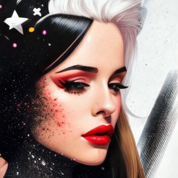 Digital Arts titled "Red Lipstick" by Mounir Khalfouf, Original Artwork, AI generated image