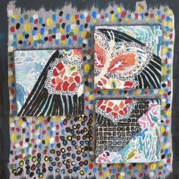 Peinture intitulée "Fille au Papillon" par Mounya Ammor, Œuvre d'art originale, Acrylique Monté sur Châssis en bois