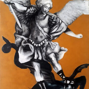 绘画 标题为“St. Michael slays s…” 由Moushegh Karavartanian, 原创艺术品, 油