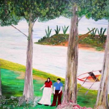 Painting titled "promenade" by Mohammed Mous, Original Artwork