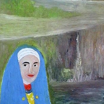 Schilderij getiteld "fille voilée" door Mohammed Mous, Origineel Kunstwerk