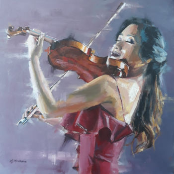 Pintura intitulada "La violoniste" por Moussa Moum, Obras de arte originais, Acrílico