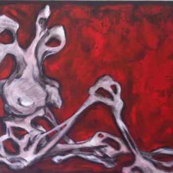 Malerei mit dem Titel "Nu assis rouge" von Moussa Dazi, Original-Kunstwerk, Acryl