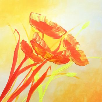 Malarstwo zatytułowany „Blumen in der Sonne” autorstwa Ann-Marie Moussa Diop, Oryginalna praca, Akryl