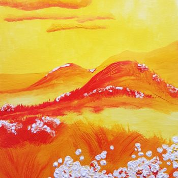 Pintura intitulada "Blumen am Fluss" por Ann-Marie Moussa Diop, Obras de arte originais, Acrílico