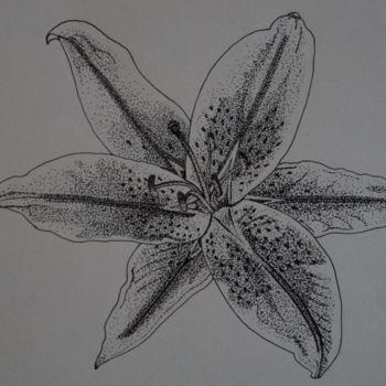 Dessin intitulée "Fleur" par Karen Mouton, Œuvre d'art originale, Encre