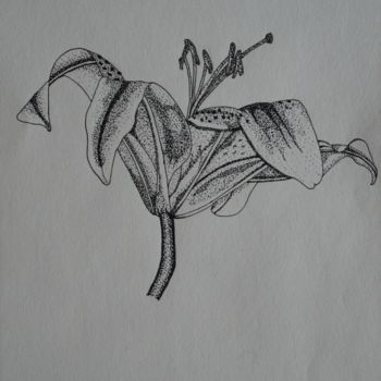 Drawing titled "fleur-2" by Karen Mouton, Original Artwork, Ink