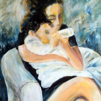 Painting titled "Mère Et Enfant" by Mouty, Original Artwork, Acrylic