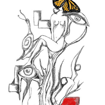 Цифровое искусство под названием "Surreal butterfly t…" - Daniele Bonizzoni, Подлинное произведение искусства, 2D Цифровая Р…