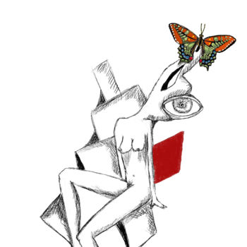 Digitale Kunst mit dem Titel "Surreal butterfly f…" von Daniele Bonizzoni, Original-Kunstwerk, 2D digitale Arbeit
