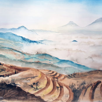 绘画 标题为“Shirak, vew on Arar…” 由Tigran Movsisyan, 原创艺术品, 水粉