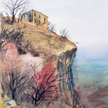 Painting titled "On the cliff" by Tigran Movsisyan, Original Artwork, Gouache