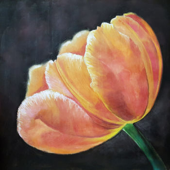 Painting titled "Opened tulip" by Tigran Movsisyan, Original Artwork, Pastel