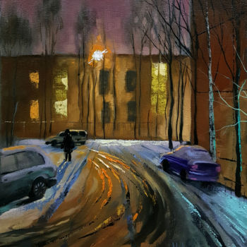Pintura titulada "The road to kinderg…" por Tigran Movsisyan, Obra de arte original, Oleo