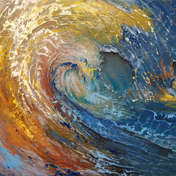 Schilderij getiteld "Sea wave" door Tigran Movsisyan, Origineel Kunstwerk, Olie