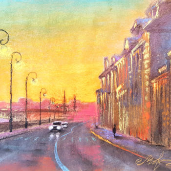 Картина под названием "Sunset in the city…" - Tigran Movsisyan, Подлинное произведение искусства, Пастель