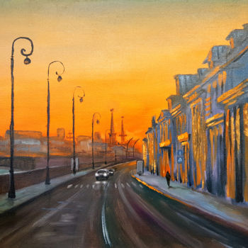 Peinture intitulée "Neva embankment sun…" par Tigran Movsisyan, Œuvre d'art originale, Huile