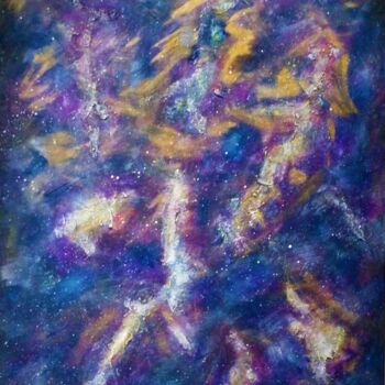 Painting titled "danse divine" by Moz, Original Artwork, Acrylic Mounted on Wood Stretcher frame