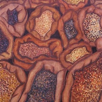 Peinture intitulée "marché de graines" par Kicha, Œuvre d'art originale