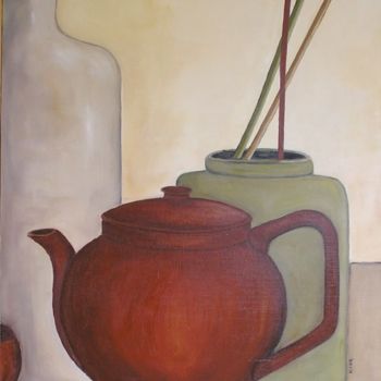 Peinture intitulée "thé au jasmin" par Kicha, Œuvre d'art originale