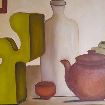Peinture intitulée "thé et baguettes" par Kicha, Œuvre d'art originale