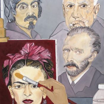 Peinture intitulée "l'atelier du peintre" par Kicha, Œuvre d'art originale