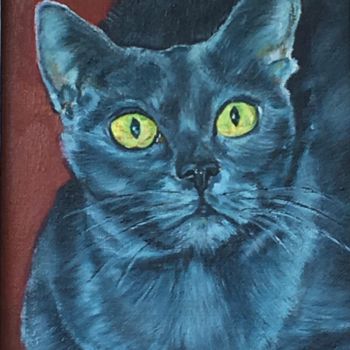 Painting titled "Chat Korat" by Kicha, Original Artwork