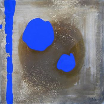 Pittura intitolato "Bulles bleu" da Marielle Bonnefoi-Peterson, Opera d'arte originale, Olio