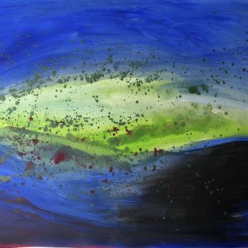 Painting titled "Vert bleu" by Marielle Bonnefoi-Peterson, Original Artwork