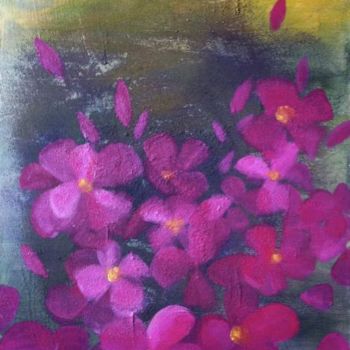 Painting titled "floraison rose 2" by Marielle Bonnefoi-Peterson, Original Artwork