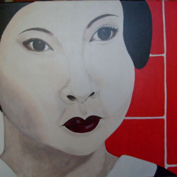 Painting titled "La geisha" by Marie-Pierre Marche, Original Artwork, Oil