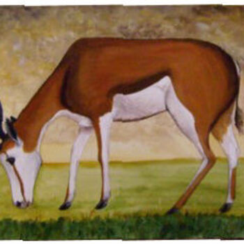 Malerei mit dem Titel "Triptique antilopes" von Marie-Pierre Marche, Original-Kunstwerk, Öl