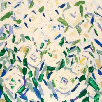 Painting titled "White roses" by Maria Potapenkova, Original Artwork