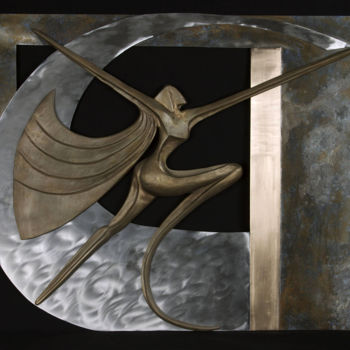「W」というタイトルの彫刻 Marie-Pierre Philippe-Lohézic (MPPL-ART)によって, オリジナルのアートワーク, 金属