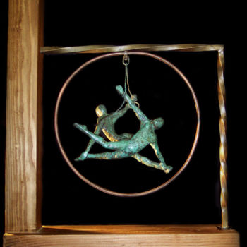 Sculpture titled "FLYING IN DUO" by Marie-Pierre Philippe-Lohézic (MPPL-ART), Original Artwork, Bronze