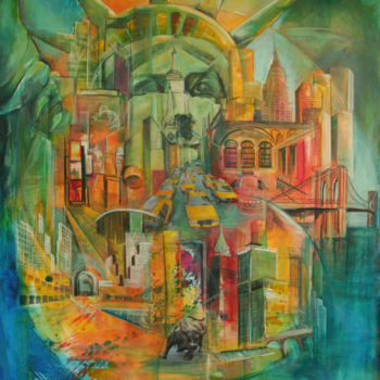 Картина под названием "NEW YORK Overview" - Marie-Pierre Philippe-Lohézic (MPPL-ART), Подлинное произведение искусства, Акрил