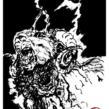 Desenho intitulada "Dark Goat" por Mr_lucassss, Obras de arte originais, Tinta